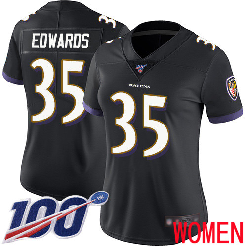 Baltimore Ravens Limited Black Women Gus Edwards Alternate Jersey NFL Football #35 100th Season Vapor Untouchable->youth nfl jersey->Youth Jersey